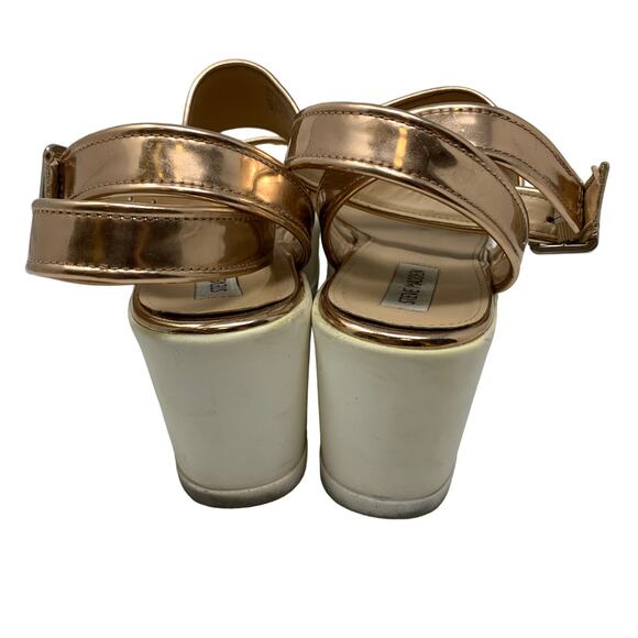 Steve Madden Snorkell Platform Sandals Womens 10 Rose Gold Metallic White - Picture 4 of 6